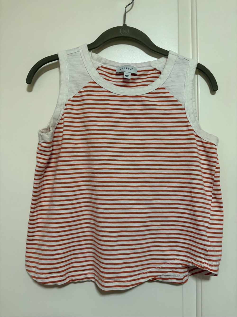 ♥️🤍Evereve White & Rust Red Boxy Striped Sleeveless Tank♥️🤍